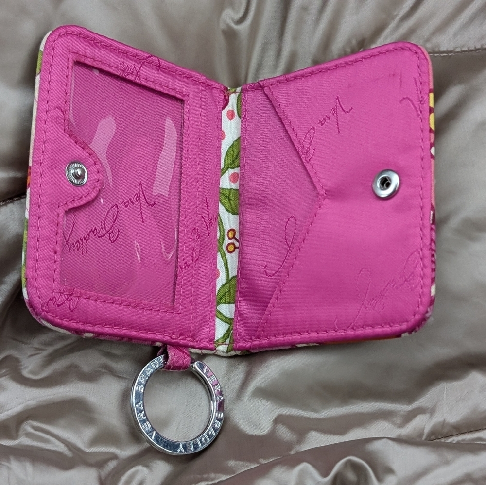 Vera Bradley Quilted Pink and Green Floral Coins Wallet 4 X 3  Small - Picture 5 of 8